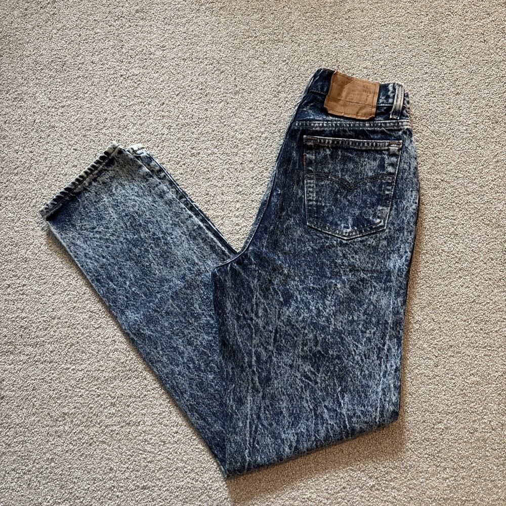 Vintage Levi's 550 Red Tab Women's Sz 11 Jeans USA Made Blue Acid Wash 32” In